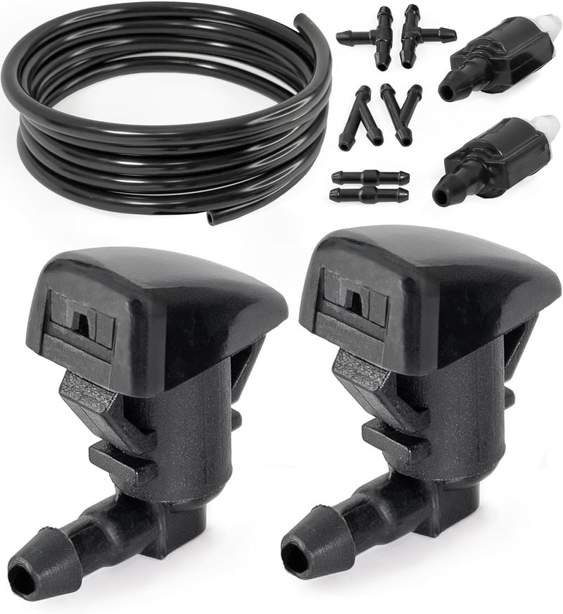 Click&Fit طقم إصلاح فوهات غسيل الزجاج الأمامي متوافق مع فورد فوكاس 2008-2011، إيدج، F-250 350 450، موستانج من 2008 إلى 2016 - فوهات المساحات تستبدل BC3Z17603A، صمامات فحص، خرطوم، موصلات - Image 1